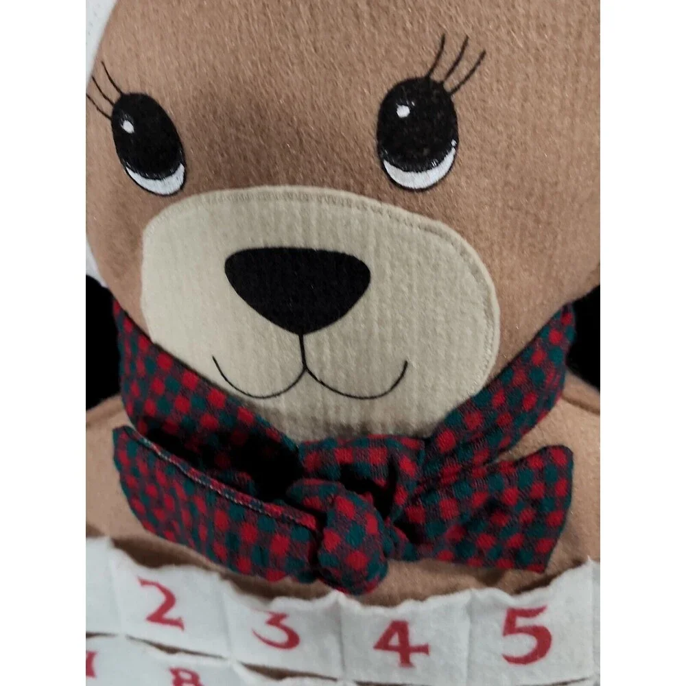 Teddy Bear in Santa Hat Advent Calendar Christmas Decoration Stuffed Felt